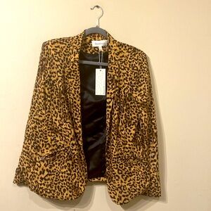 Daniel Rainn Animal Print Blazer Jacket w/ Zippered Pockets L Large New NWT